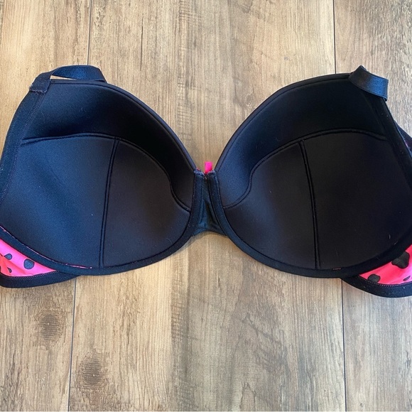 Pink and Black Polka Dot Lace Bra • Size 42DD • EUC - Picture 5 of 5